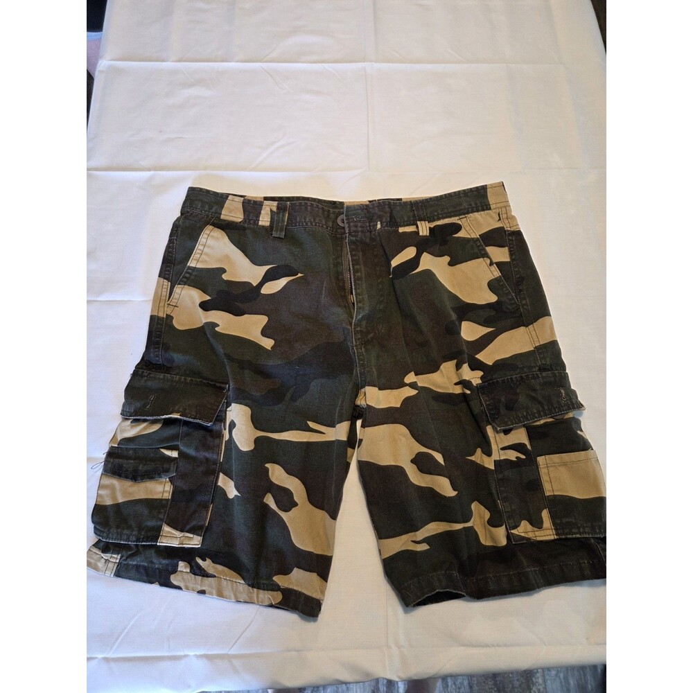 just no logo Men's Camouflage Cargo Shorts Flat Front Button Pockets Army 045